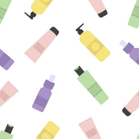 Seamless pattern of hair care products.のイラスト素材