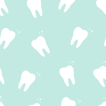 Seamless pattern of healthy teeth. vector illustrationのイラスト素材