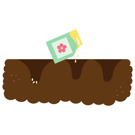 seed planting. Flat vector illustration of a gardenのイラスト素材