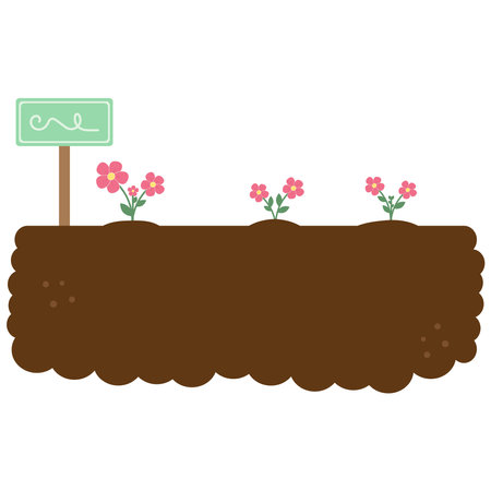 flowers in the garden. Flat vector illustration of a gardenのイラスト素材