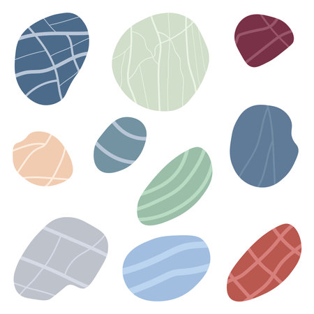 Set of sea pebbles. vector flat illustrationのイラスト素材