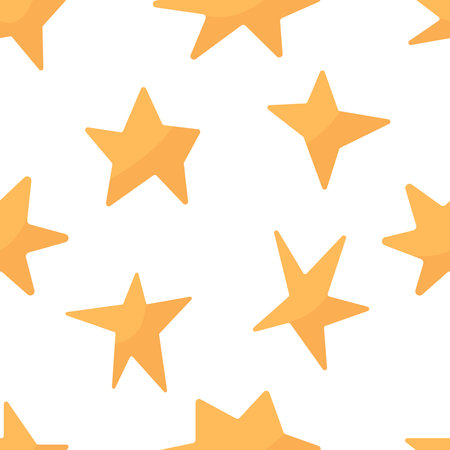 Seamless star pattern. Hand drawn doodle stars on white background.のイラスト素材