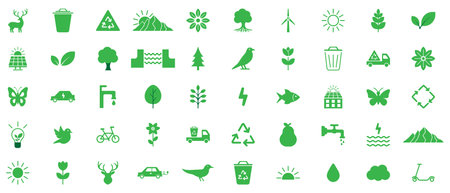 Eco-friendly set icons. Vector illustrationのイラスト素材