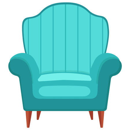Cozy armchair on white background. Cartoon style. Vector illustration.のイラスト素材