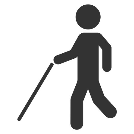 Blind person with a stick. Vector iconのイラスト素材
