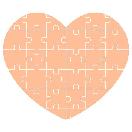 Puzzle pieces in the shape of a heart. Symbol of Valentine's Day.のイラスト素材