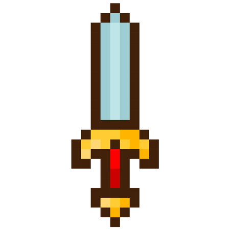 Sword for 8-bit games. Vector icon in pixel art styleのイラスト素材