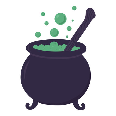 Cauldron with potion. Vector halloween illustrationのイラスト素材