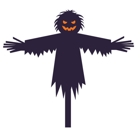Scarecrow silhouette. Vector Halloween illustrationのイラスト素材
