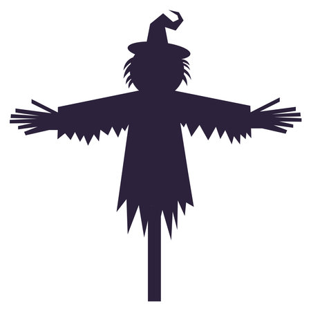 Scarecrow silhouette. Vector Halloween illustrationのイラスト素材