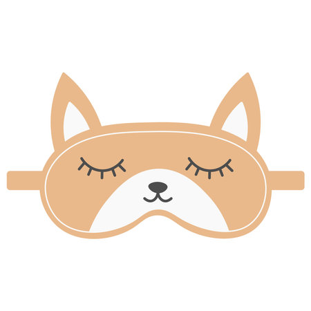 Cute sleep mask with dog ears. Eye mask. Night rest accessory. Vector flat illustrationのイラスト素材
