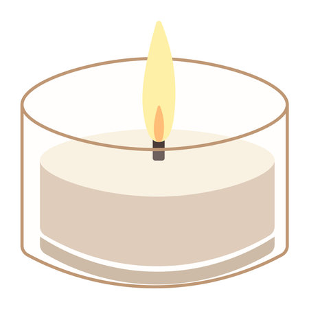 Decorative wax candle. Home decor, aromatherapy, burning aromatic candle. Flat vector illustration.のイラスト素材