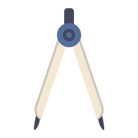 Flat style illustration of a drawing compass used in geometry lessons and technical design. Simple vector image of educational instrument.のイラスト素材