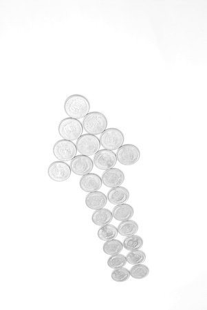 The composition of arrows with coinsの写真素材