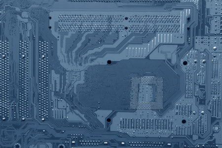 Electronic circuit board. Blue toned