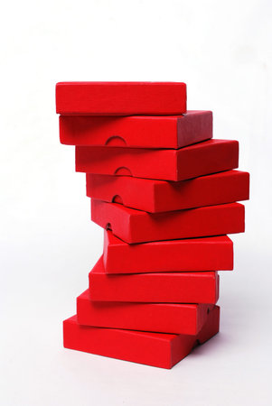 Stack of multicolored gifts on white background.の写真素材