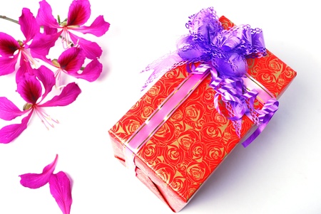 Bauhinia gift box with a white background on theの写真素材
