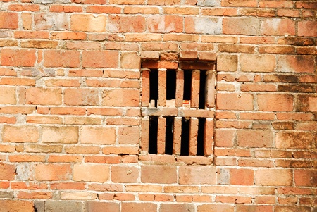 Backgrounds from old, ruin bricks made of terra cottaの写真素材