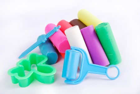 Clay dough isolated on a white backgroundの写真素材