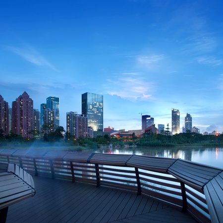 China city of Shenzhen at nightの写真素材