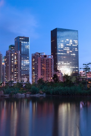 China city of Shenzhen at nightの写真素材