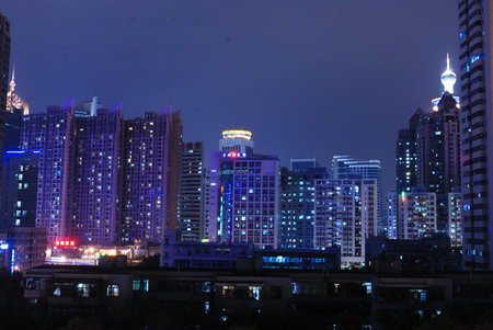 Modern urban landscape at night