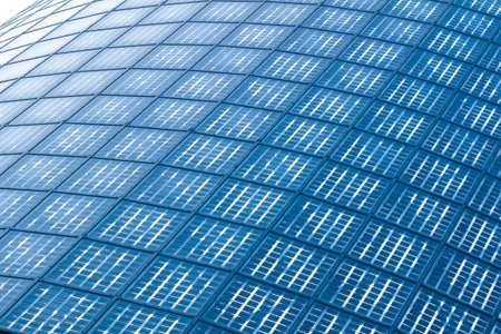 background of Blue solar panelsの写真素材