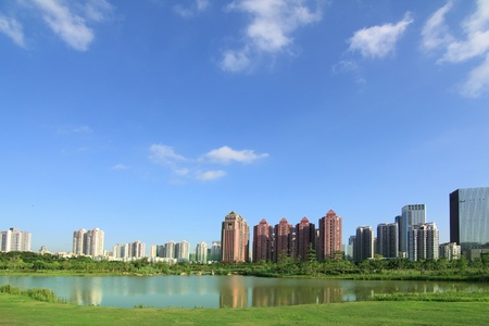 Shenzhen, China, parks and skyscrapers panoramaの写真素材