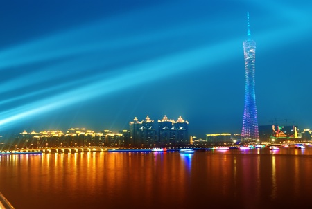 The host city for the 2010 Asian Games in Guangzhou, China's nightの写真素材
