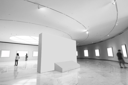 empty frames in a room against a white wallのeditorial素材