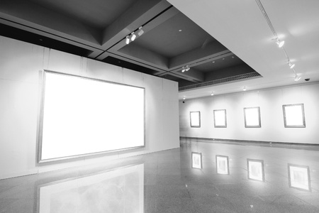 empty frames in a room against a white wallのeditorial素材