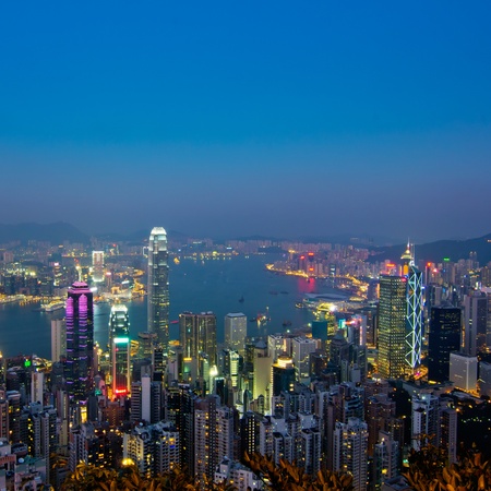 Hong Kong skyline at nightの写真素材