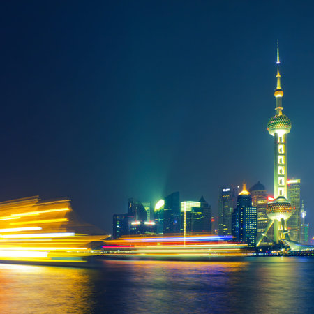 beautiful night view of shanghai skyline