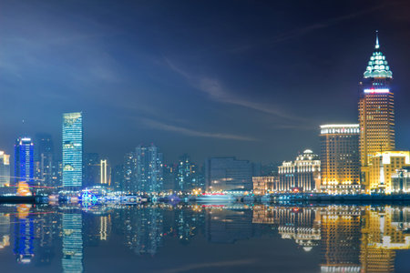 beautiful night view of shanghai skyline