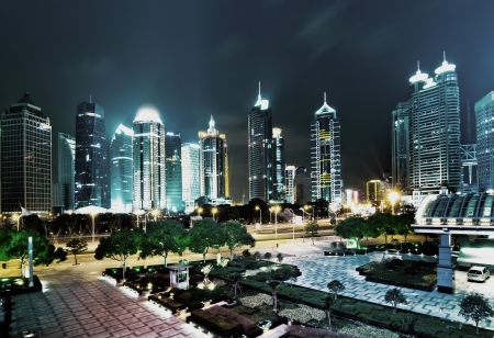 beautiful night scene in shanghai financial centerの写真素材