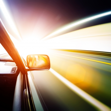 car on the tunnel wiht motion blur backgroundの写真素材