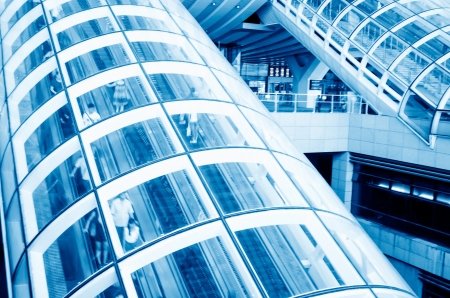 Many people using escalator, blurred motionのeditorial素材