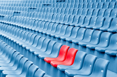 Empty Plastic Chairs at the Stadiumのeditorial素材