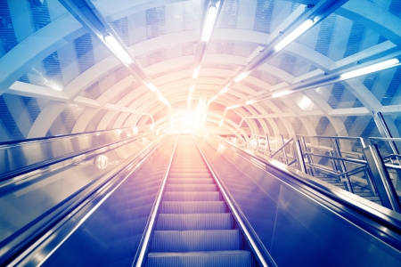 escalator ,interior of the shanghai pudong airportのeditorial素材
