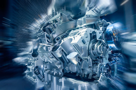 The car's engine closeup