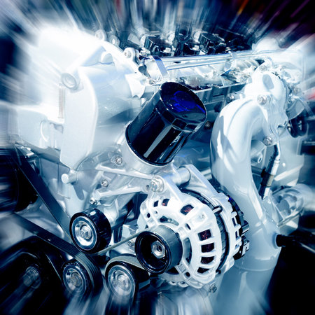 The car's engine closeup