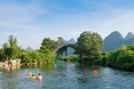 China Guilin Yangshuo raftingの写真素材