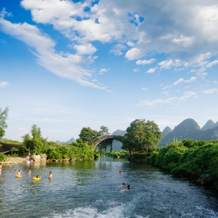 China Guilin Yangshuo raftingの写真素材