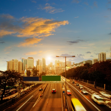traffic in Hong Kong at nightの写真素材