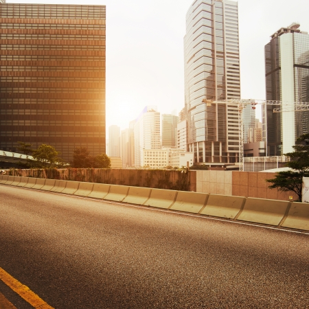 Highway heading to the cityの写真素材