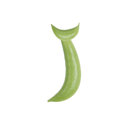 The peas makes up letters ears isolated on white backgroundの写真素材