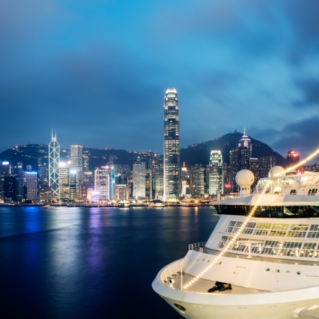 Hong Kong skyline at nightの写真素材