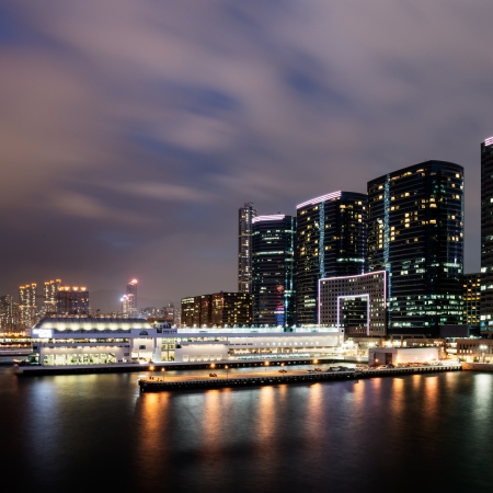 Hong Kong skyline at nightの写真素材