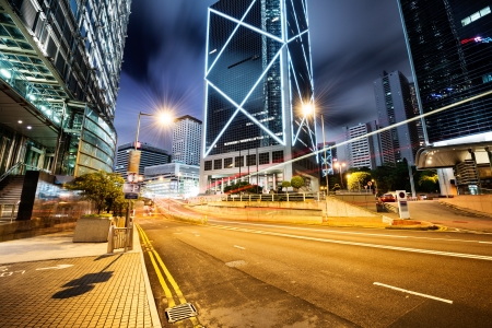 traffic in Hong Kong at nightの写真素材
