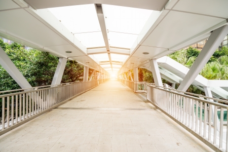 Footbridge in the modern cityの写真素材